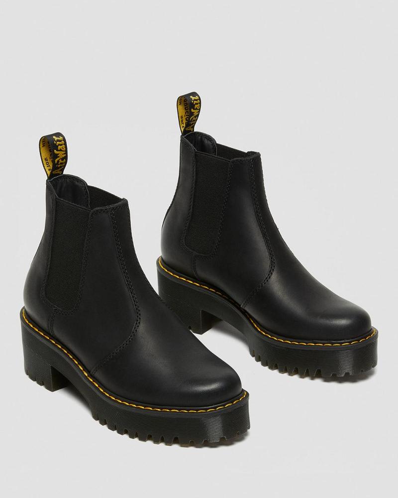 Dr Martens Rometty Wyoming Leren Platform Hakken Laarzen Dames Zwart | NL 627PJJ